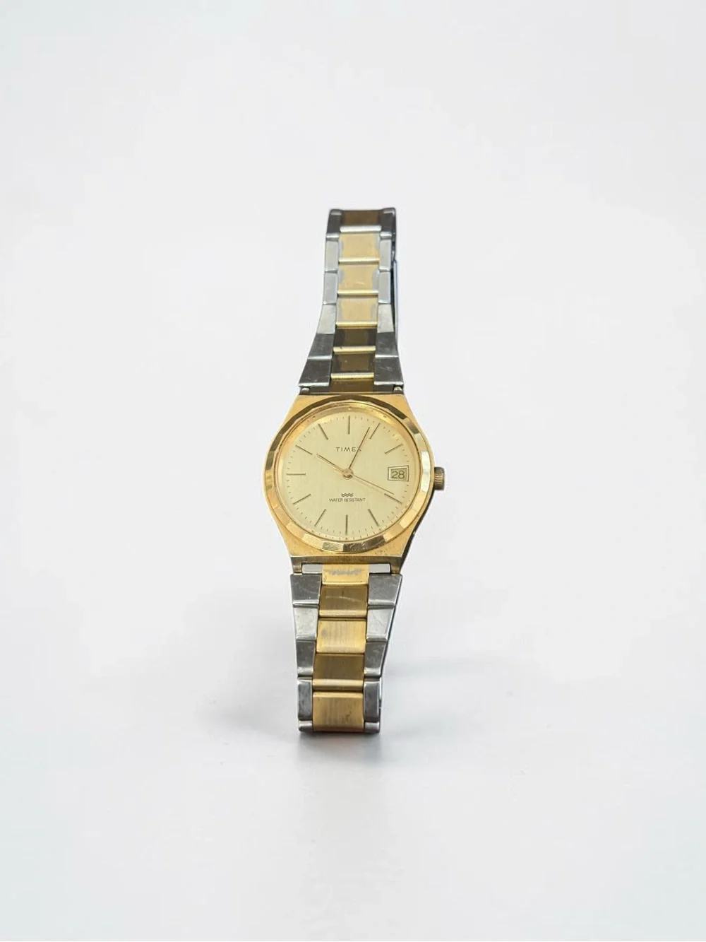 Vintage Timex Mechanical Date Watch, integrated bracelet, Running